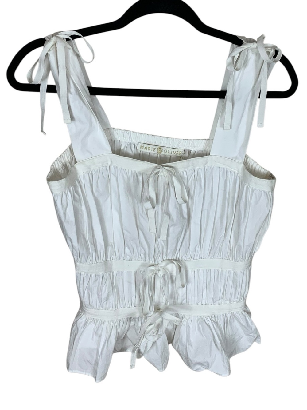 Women's Marie Oliver Ivory Ruched Tie Detail Square Neck Gini Tank Top Size XS